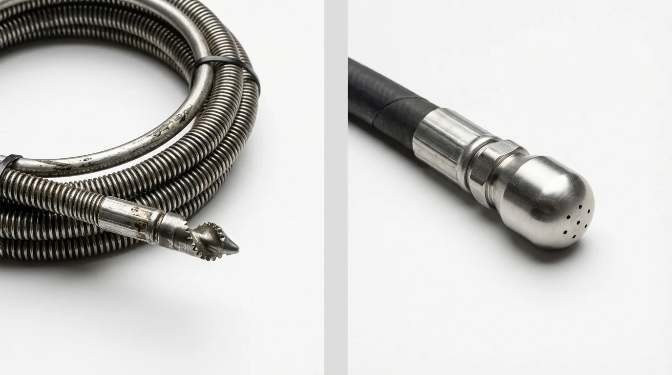 Drain snake cable and hydro jetting nozzle used for drain cleaning in Elverson, PA