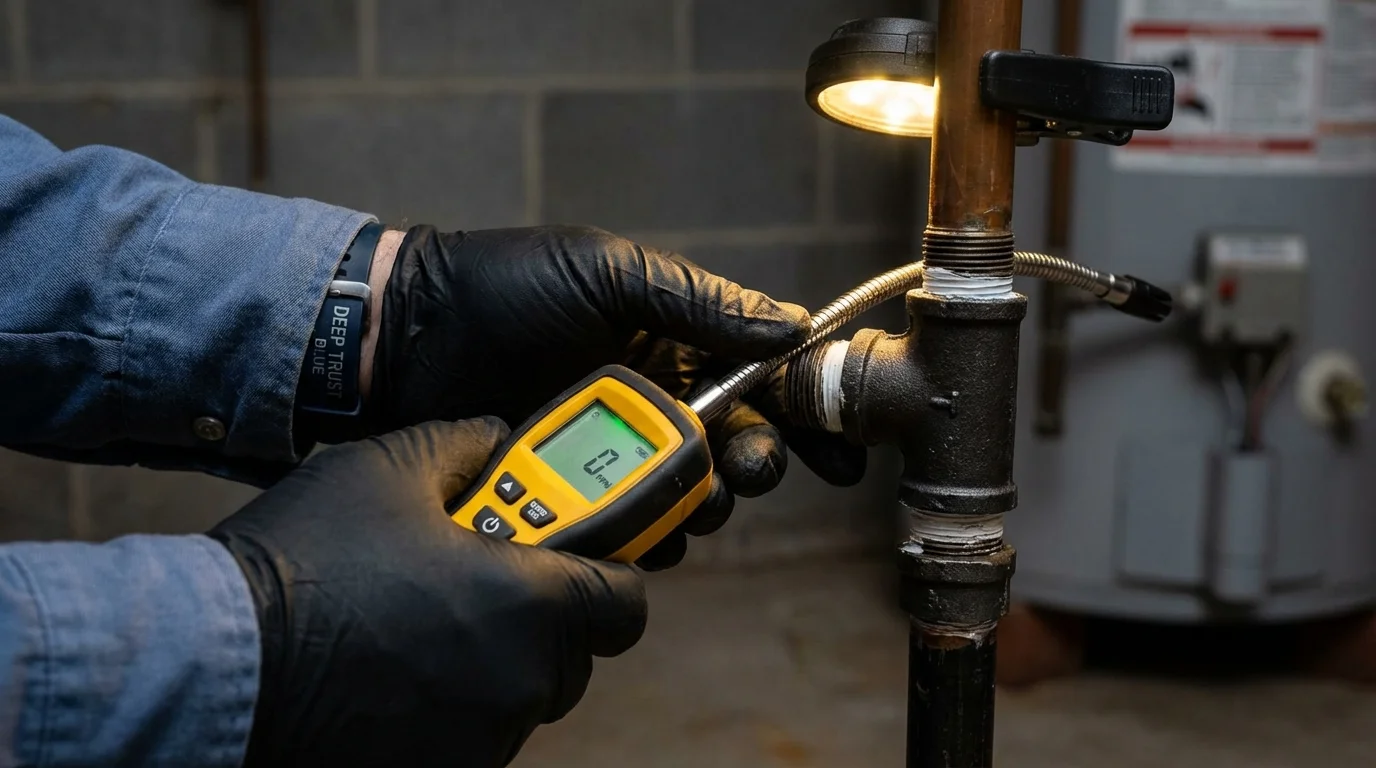 Gas leak detection with electronic sniffer by Johns Plumbing LLC in Elverson